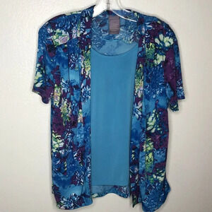LAURA SCOTT top shirt blouse 1-piece S 12/1 Blue